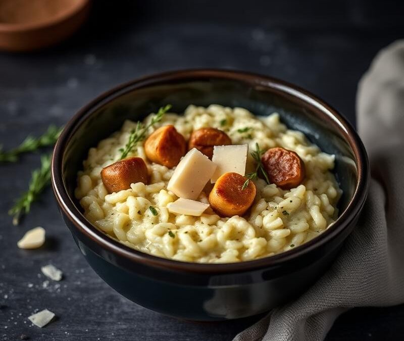 Risoto cremoso com palmito de açaí